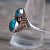 Vintage Sterling 2- Stone Turquoise Band Ring 11