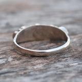 Vintage Sterling Coral Inlay Band 6.5