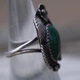 Vintage Sterling Turquoise Feather Ring 6