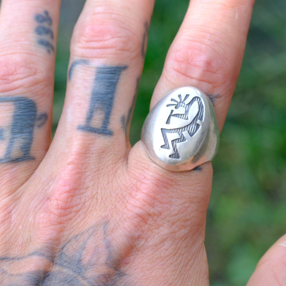 Vintage Sterling Silver Kokopelli Ring 9.75