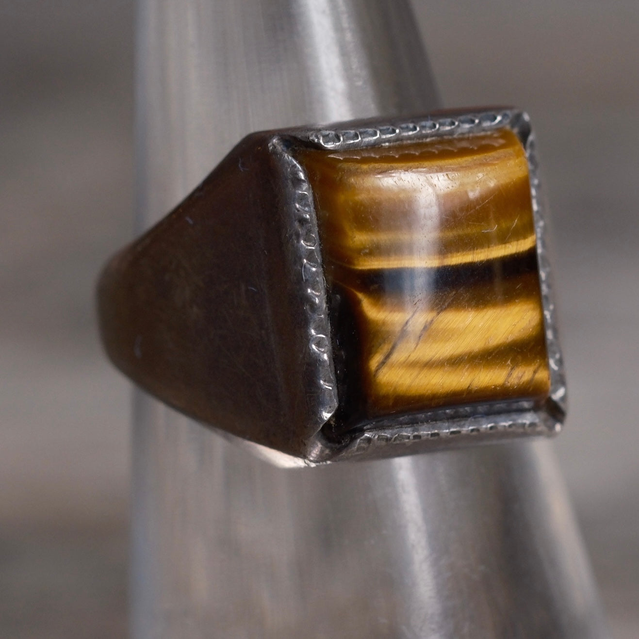 Vintage Sterling Tigers Eye Signet Ring 5.25