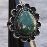 Vintage Sterling Turquoise Floral Ring 6.25