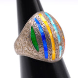 Vintage Sterling Engraved Dome Ring 5.5