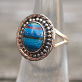 Vintage Sterling Rainbow Calsilica Ring 5.5