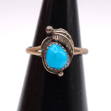 Vintage Sterling Turquoise Feather Ring 6