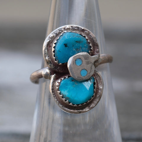 Vintage Sterling Effie Turquoise Snake Ring 6