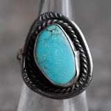 Vintage Sterling Turquoise Roper Ring 7