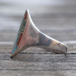Vintage Sterling Turquoise and Coral Inlay Ring 12