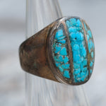 Vintage Sterling Crushed Turquoise Inlay Ring 5