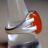 Vintage Sterling Red Agate Signet Ring 10.5