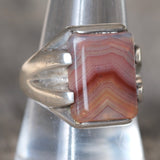 Vintage Sterling Agate Signet Ring 8.75