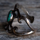 HEAVY Vintage Sterling Cerrillos Turquoise Sandcast Cuff