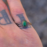 Vintage Sterling Malachite Ring 6.75
