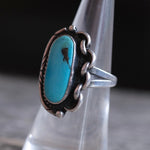 Vintage Sterling Turquoise Chain Ring 6.25