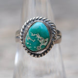 Vintage Sterling Turquoise Roper Ring 6