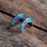 Vintage Sterling Turquoise and Lapis Hoop Earrings