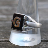 Vintage Sterling G Initial Ring 11.75
