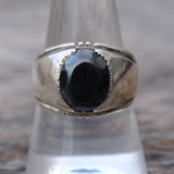 Vintage Sterling Hematite Signet Ring 9.25