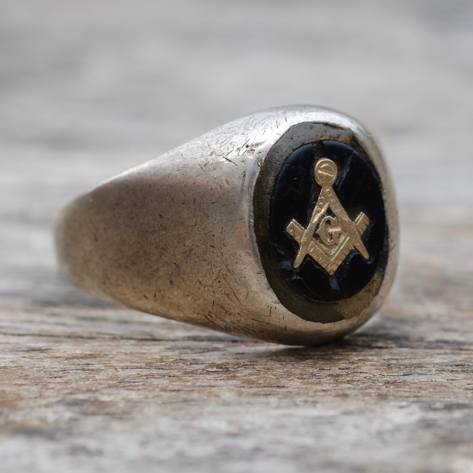 Vintage Sterling Freemasons Signet Ring 12.25