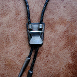 Vintage Sterling Turquoise Inlay Fish Scale Bolo Tie