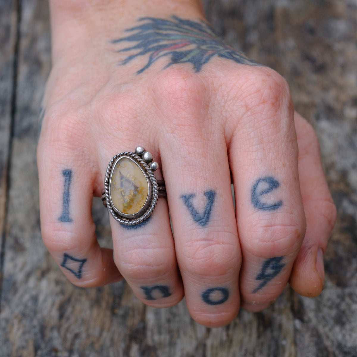 Vintage Sterling Agate Ring 5.75