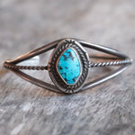 Vintage Sterling Turquoise Roper Cuff