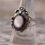 Vintage Sterling Mother Of Pearl Feather Ring 6.75