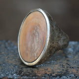 Vintage Sterling Wood Inlay Ring 7.5