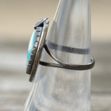 Vintage Sterling Turquoise Feather Ring 7