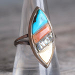 Vintage Sterling Inlay Ring 9.75