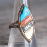 Vintage Sterling Inlay Ring 9.75