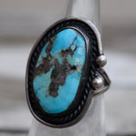 Vintage Sterling Turquoise Roper Ring 5.5