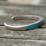 Vintage Sterling Turquoise Inlay Cuff