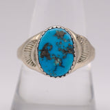 Vintage Sterling Turquoise Stamped Band Ring 9.25