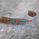 Vintage Sterling Crushed Turquoise and Coral Inlay Cuff