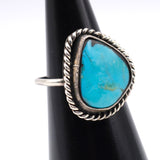 Vintage Sterling Turquoise Roper Ring 4.5