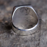 Vintage Sterling Crushed Turquoise Inlay Freemasons Ring 10.75