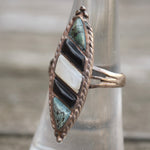 Vintage Sterling Multistone Inlay Ring 6.75