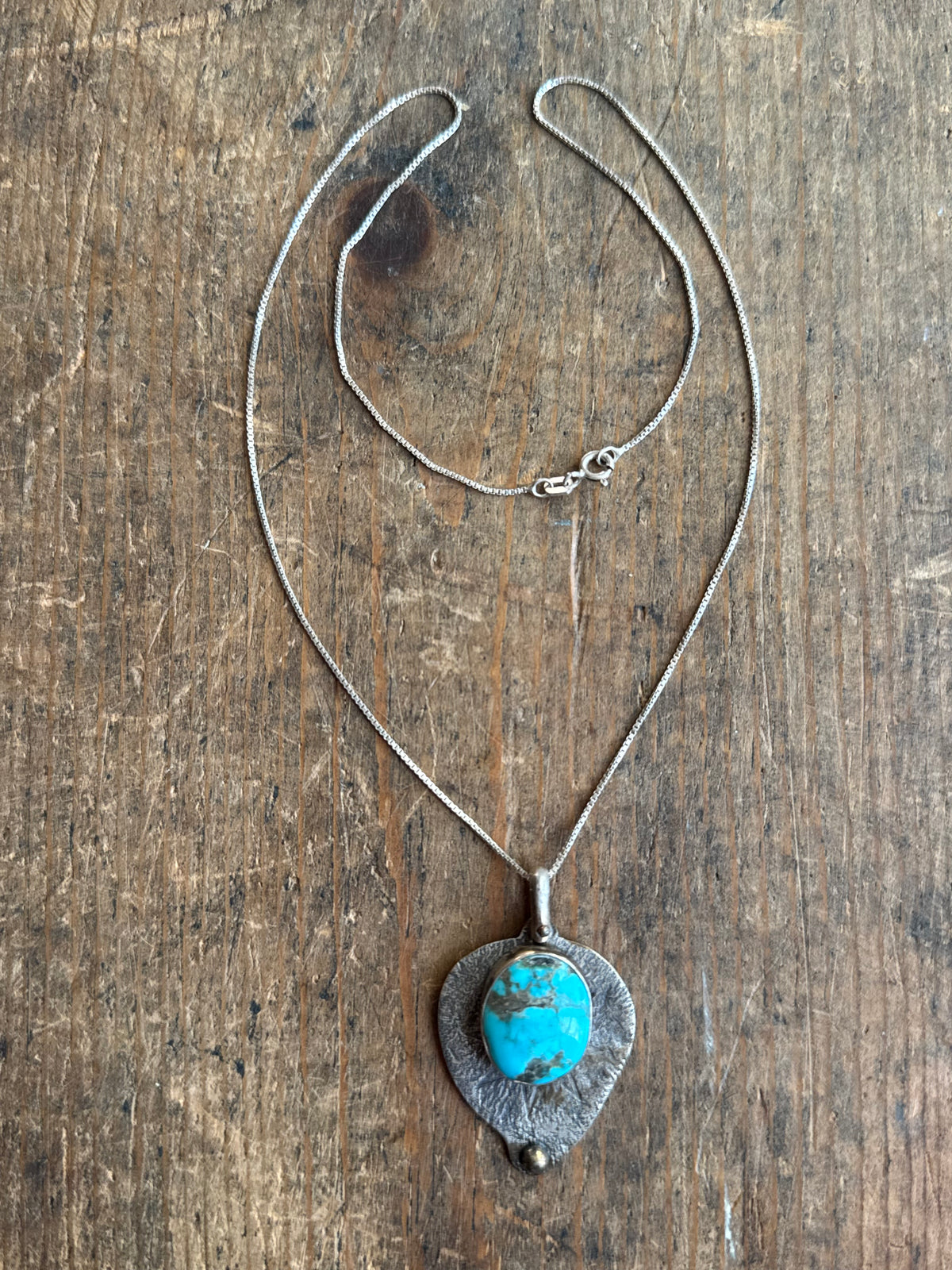 Vintage Sterling Silver Modernist Turquoise Star Necklace