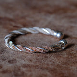 Vintage Sterling Silver Thick Braided Cuff Bracelet 7"