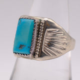 Vintage Sterling Turquoise Stamped Band Ring 8.25
