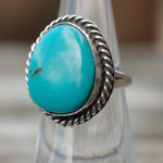 Vintage Sterling Turquoise Roper Ring 5.5
