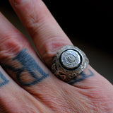 Vintage Sterling L Initial Military Signet Ring 6.5