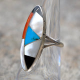 Vintage Sterling Multistone Inlay Ring 5.75