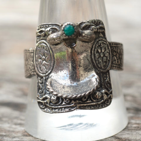 Vintage Sterling Turquoise Saddle Ring 11.5