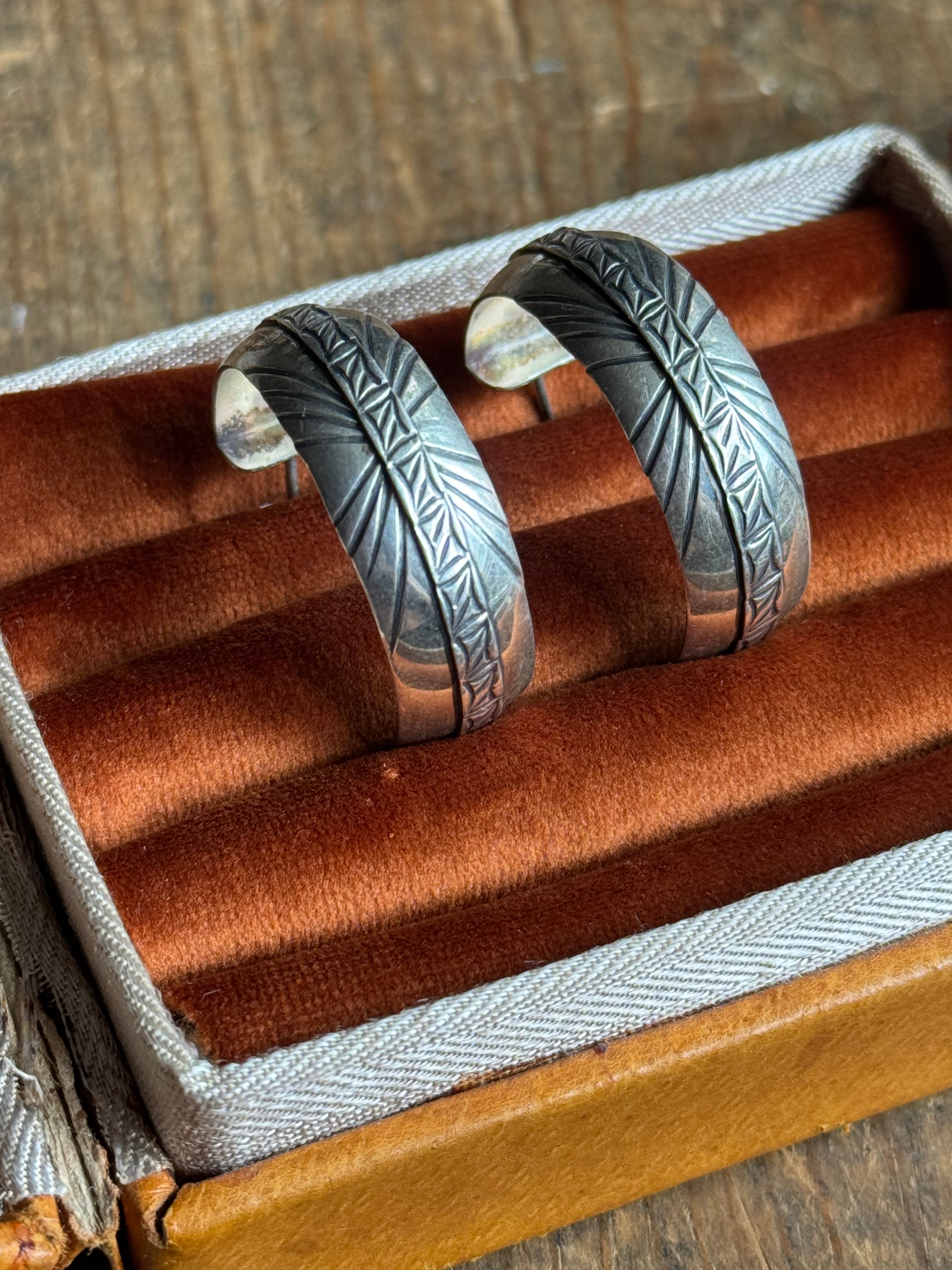 Vintage Sterling Silver Stamped Hoops