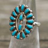 Vintage Sterling Turquoise Cluster Ring 5.75