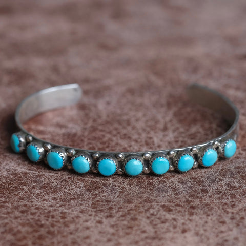 Vintage Sterling Snake Eye Turquoise Cuff