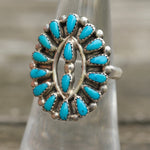 Vintage Sterling Turquoise Cluster Ring 6.5