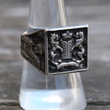 Vintage Sterling Silver Lion Crest Signet Ring 8.75